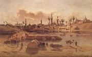 Adrien Dauzats View of Damanhur during the Flooding of the Nile oil painting artist